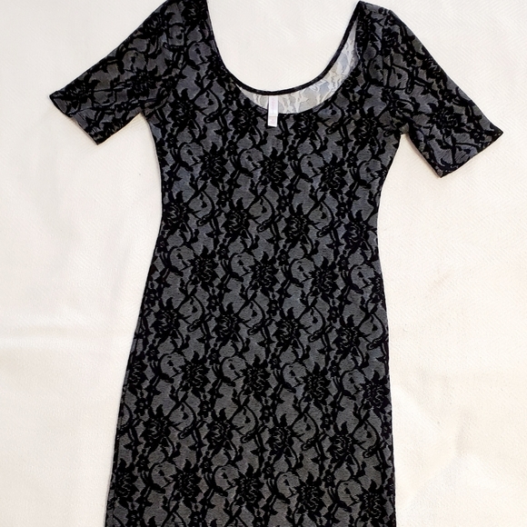 Black Dress Lace Velvet, Burn-Out - Picture 1 of 9